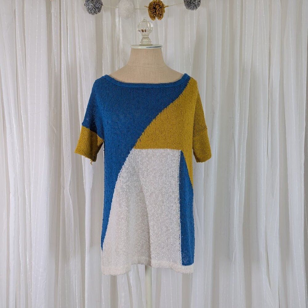 Anthropologie Dear Creatures Loose Knit Textured Blouse, Multi-Color Size M